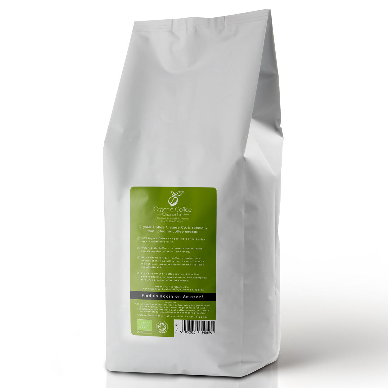 Coffee Enema 1kg Bag Ground Back